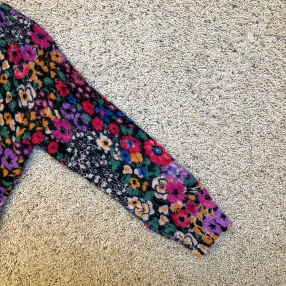 Anthropologie Floral Eyelash Multicolor Bouquet Flowers Romantic Fuzzy Sweater S - Picture 4 of 7